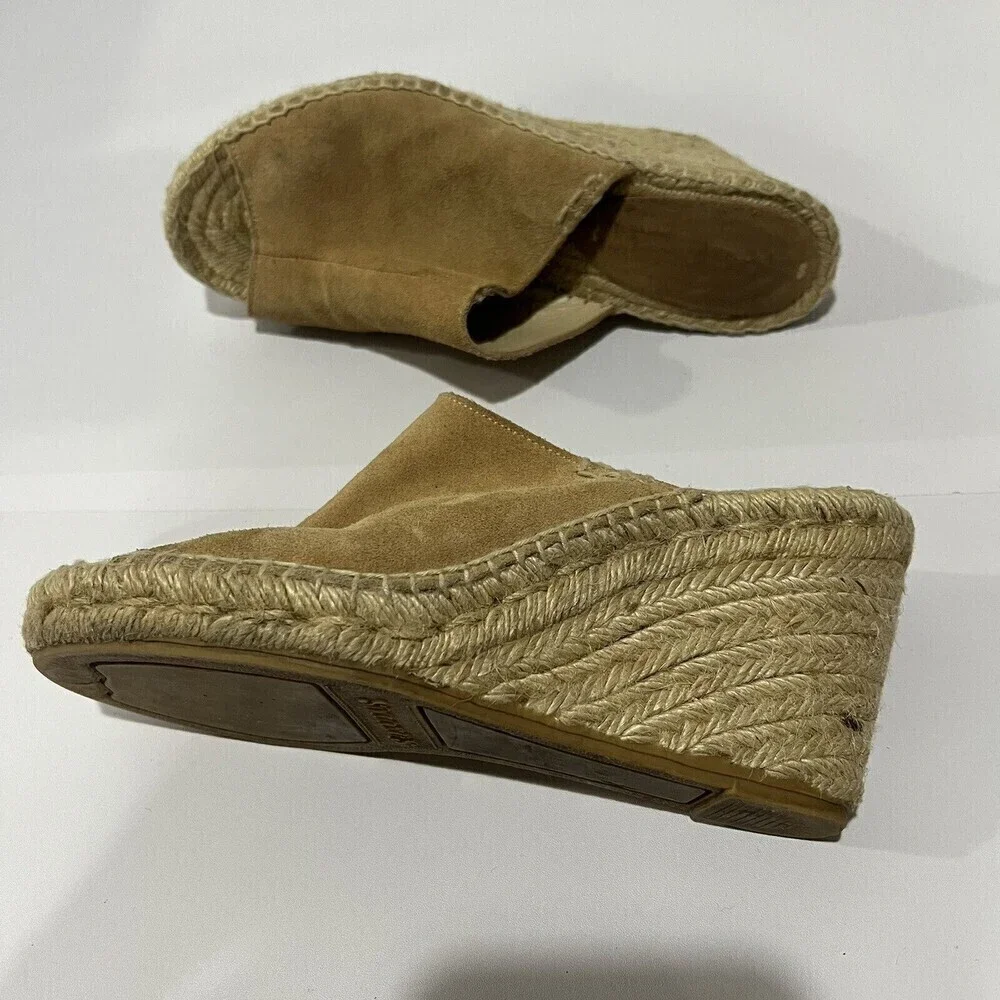 Soludos Mule Women’s open toe wedge‎ espadrilles  Slip on Cream Size US 7